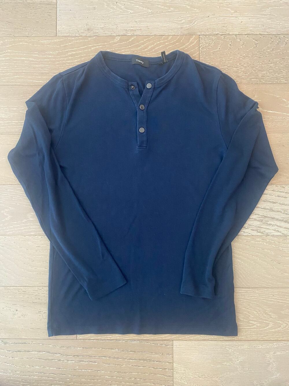 Mens Theory  Navy Henley Size Small